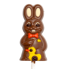 Milk chocolate bunny with duck lollipop 20g 5407008477523 The Belgian Chocolate Makers