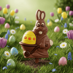Milk chocolate bunny with egg lollipop 20g 5407008477530 The Belgian Chocolate Makers