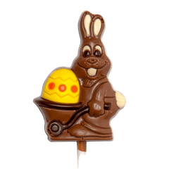 Milk chocolate bunny with egg lollipop 20g 5407008477530 The Belgian Chocolate Makers