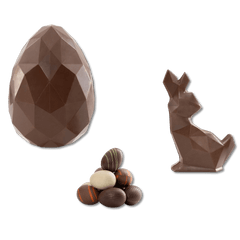 Milk chocolate diamond Easter egg with small eggs and a bunny inside 220g 5407008471620 The Belgian Chocolate Makers