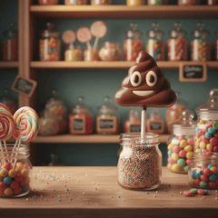 Milk chocolate emoji poo lollipop 30g 5407008476687 The Belgian Chocolate Makers