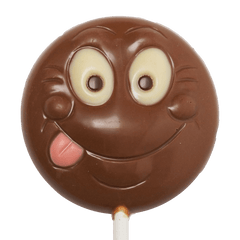 Milk chocolate lollipop smiley 20g 5407008472481 The Belgian Chocolate Makers