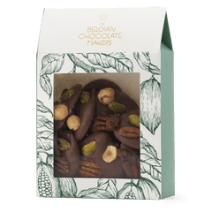 Milk chocolate mendiants with pecan, pistachio, raisin and hazelnut chunks 5407008470319 The Belgian Chocolate Makers