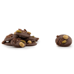 Milk chocolate mendiants with pecan, pistachio, raisin and hazelnut chunks 5407008470319 The Belgian Chocolate Makers