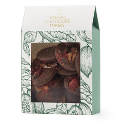 Milk chocolate mendiants with walnut, cranberry, blackcurrant and raspberry chunks 5407008474737 The Belgian Chocolate Makers