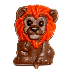Milk chocolate orange mane lion lollipop 25g 5407008477486 The Belgian Chocolate Makers