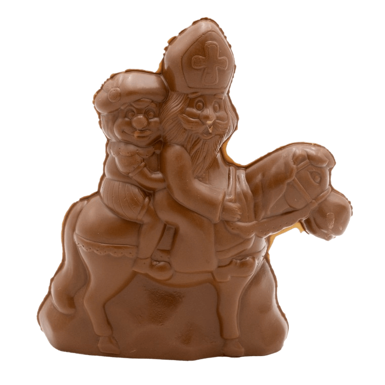Milk chocolate Saint Nicholas riding his horse 230g 5407008471323 The Belgian Chocolate Makers