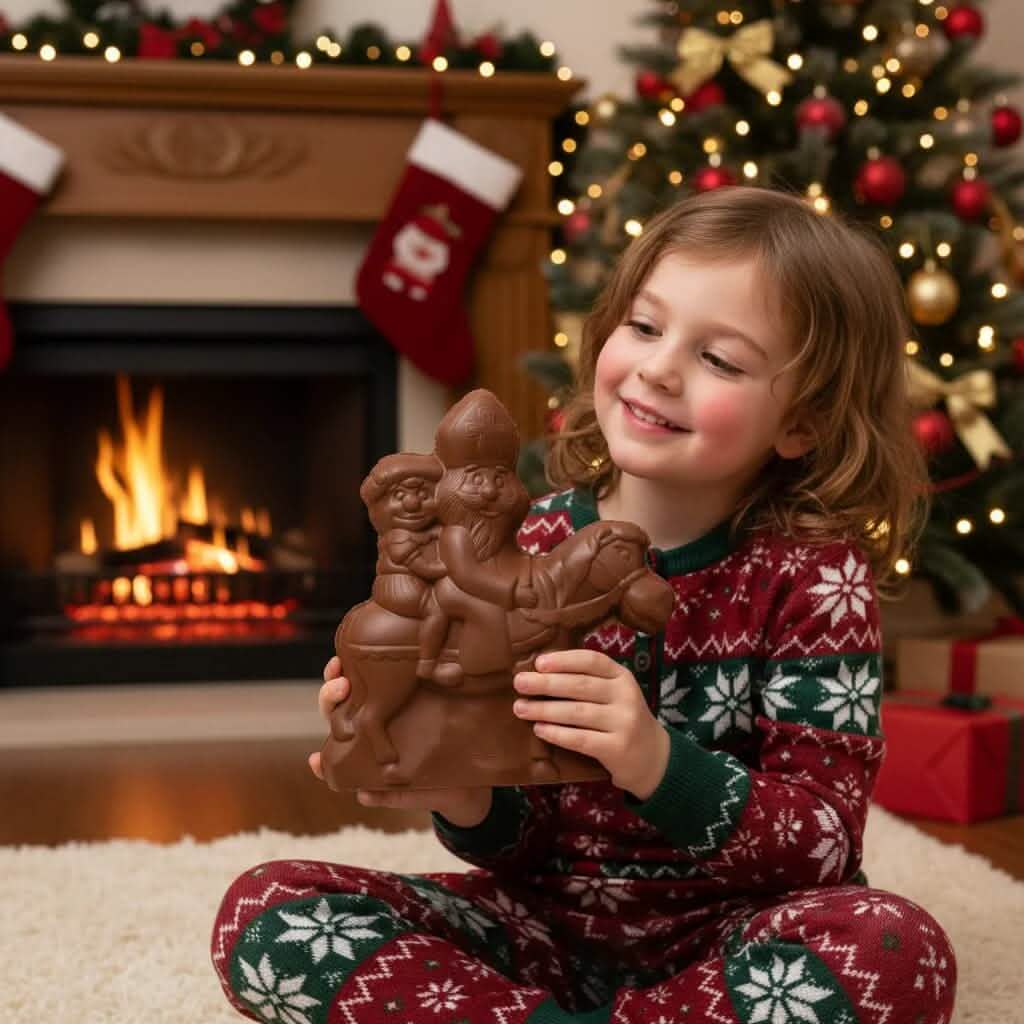 Milk chocolate Saint Nicholas riding his horse 230g 5407008471323 The Belgian Chocolate Makers