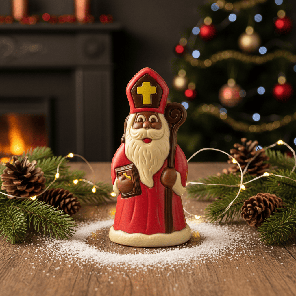 Milk chocolate Saint Nicholas with sceptre 225g 5407008474539 The Belgian Chocolate Makers