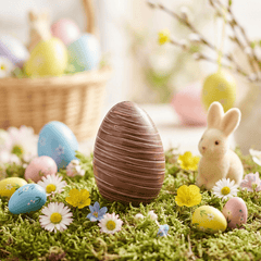 Milk chocolate stripped Easter egg 200g 5407008471668 The Belgian Chocolate Makers