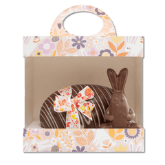 Milk chocolate stripped Easter egg 200g with mini eggs and a bunny 5407008471668 The Belgian Chocolate Makers
