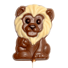 Milk chocolate white mane lion lollipop 25g 5407008477479 The Belgian Chocolate Makers