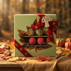 Mix of autumn Belgian truffles in a green gift box 5407008477615 The Belgian Chocolate Makers