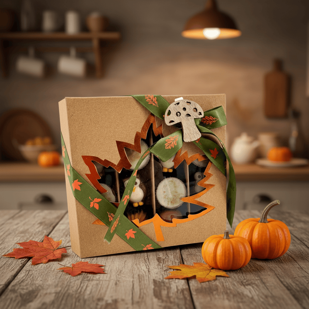 Mix of autumn pralines in a brown gift box 5407008474317 The Belgian Chocolate Makers