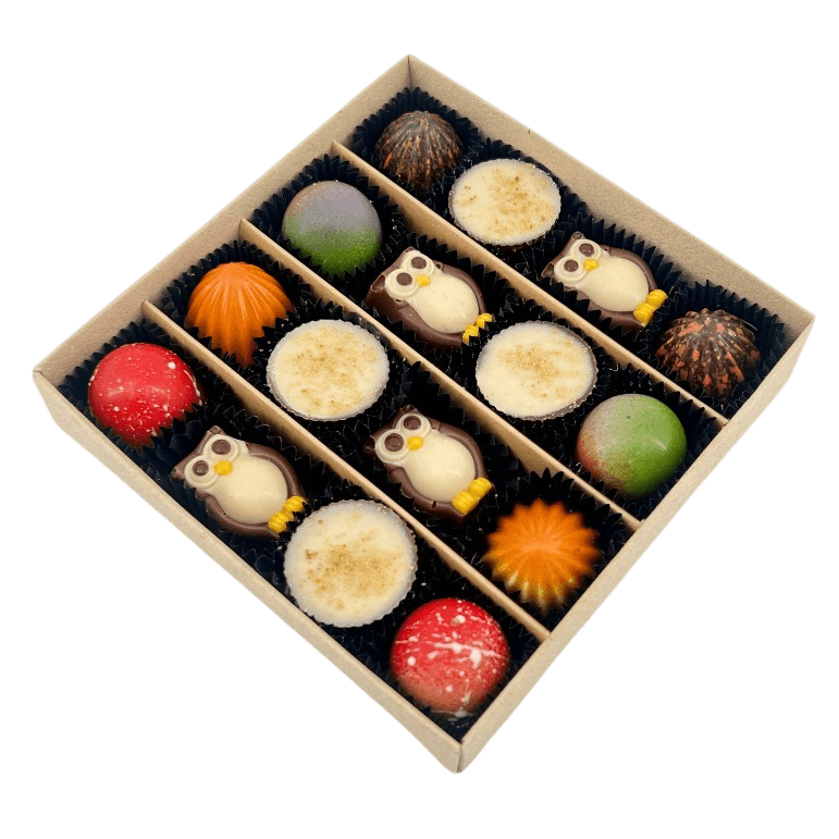 Mix of autumn pralines in a craft gift box 5407008477547 The Belgian Chocolate Makers