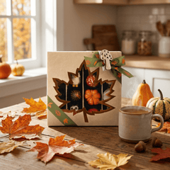 Mix of autumn pralines in a craft gift box 5407008477547 The Belgian Chocolate Makers