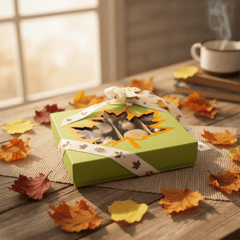 Mix of autumn pralines in a green gift box 5407008477578 The Belgian Chocolate Makers