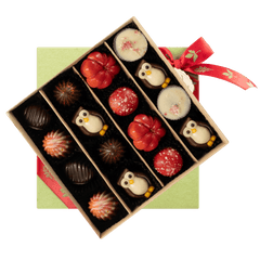 Mix of autumn pralines in a green gift box 5407008477578 The Belgian Chocolate Makers