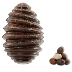 Pagoda dark chocolate Easter egg 400g with mini eggs Inside 5407008475567 The Belgian Chocolate Makers