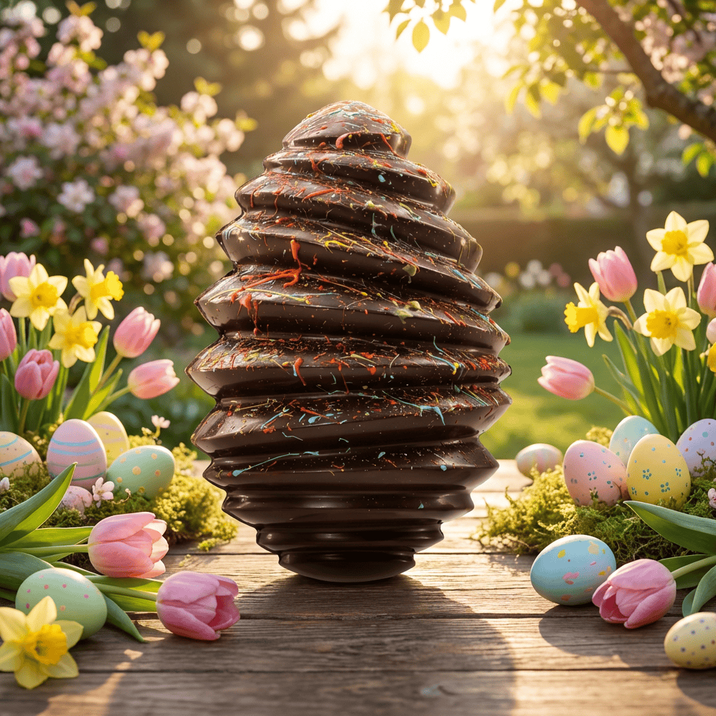 Pagoda dark chocolate Easter egg 400g with mini eggs Inside 5407008475567 The Belgian Chocolate Makers