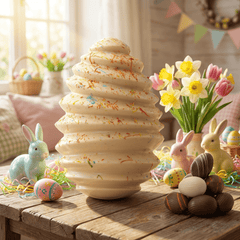 Pagoda white chocolate Easter egg 400g with mini eggs inside 5407008475581 The Belgian Chocolate Makers