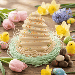 Pagoda white chocolate Easter egg 400g with mini eggs inside 5407008475581 The Belgian Chocolate Makers