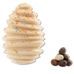 Pagoda white chocolate Easter egg 400g with mini eggs inside 5407008475581 The Belgian Chocolate Makers