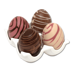 Porcelain egg cup with mini chocolate eggs (4x20g) 5407008477325 The Belgian Chocolate Makers