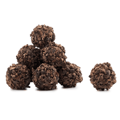 Pouch of Belgian truffles with cacao nibs coating 5407008471033 The Belgian Chocolate Makers