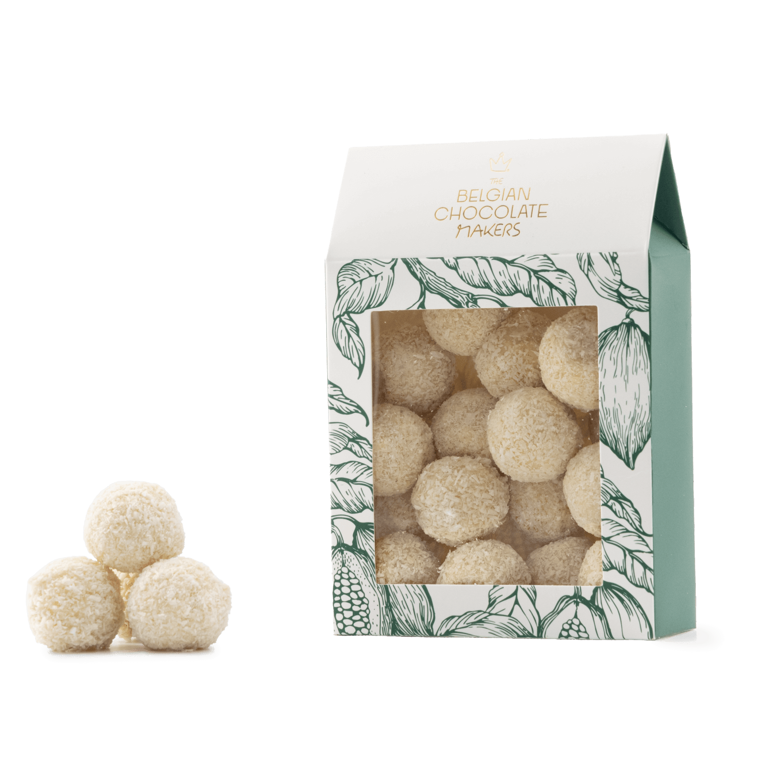 Pouch of Belgian truffles with coconut coating 160g 5407008471095 The Belgian Chocolate Makers