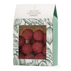 Pouch of Belgian truffles with raspberry coating 160g 5407008471071 The Belgian Chocolate Makers