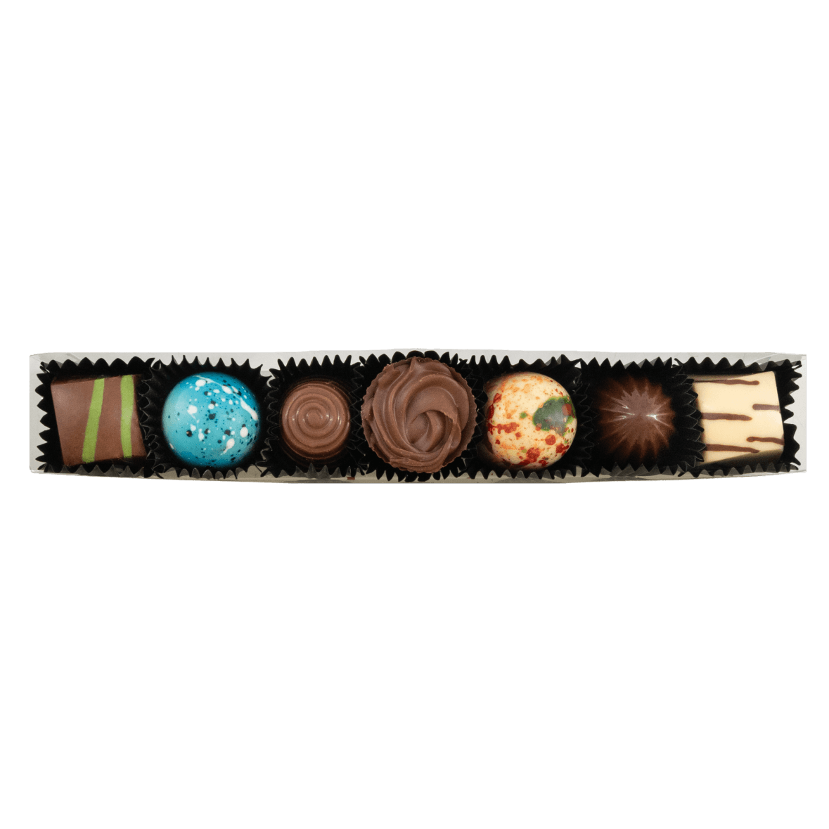 Stick of 7 mixed pralines 105g 5407008474805 The Belgian Chocolate Makers