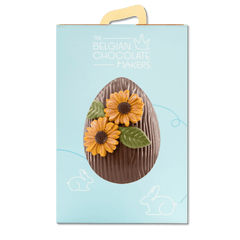 Sunflower Easter egg milk chocolate 380g with mini eggs inside 5407008475604 The Belgian Chocolate Makers