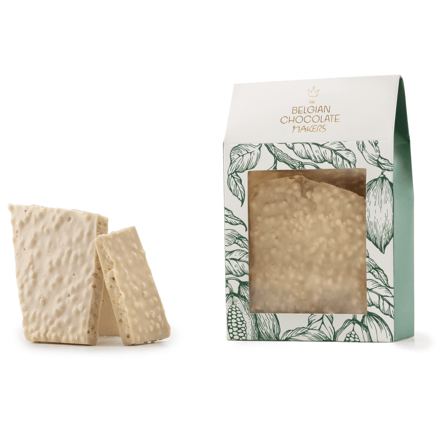 White chocolate broken bars with puffed rice 5407008479190 The Belgian Chocolate Makers