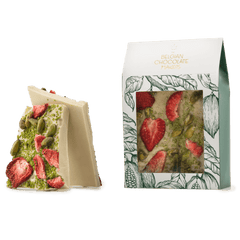White chocolate broken bars with strawberries and pistachios 5407008479152 The Belgian Chocolate Makers