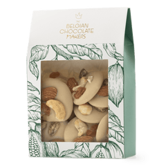 White chocolate mendiants with pistachio, almond, raisin and cashew chunks 5407008470357 The Belgian Chocolate Makers