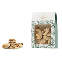 White chocolate mendiants with pistachio, almond, raisin and cashew chunks 5407008470357 The Belgian Chocolate Makers