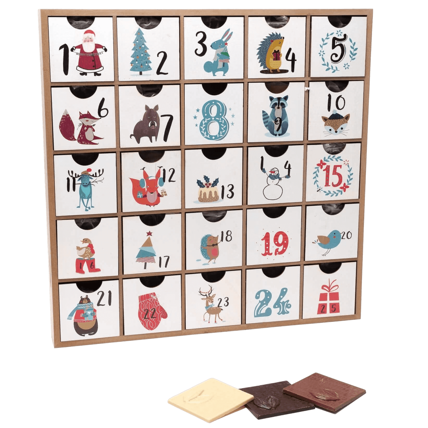 Wooden advent calendar origin 1 Kg 5407008478506 The Belgian Chocolate Makers
